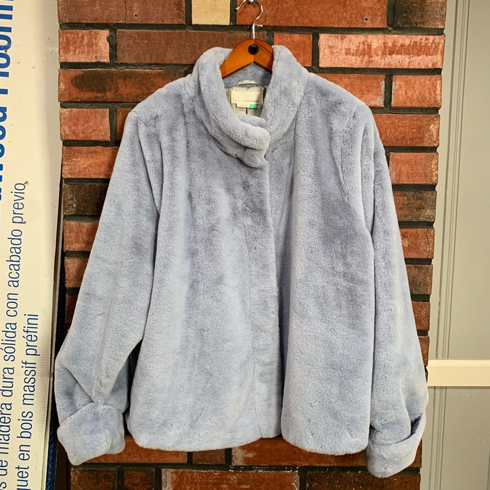 Anthropologie Blue Moonlight Faux Jacket Coat - Picture 4 of 12
